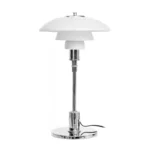 Lampe de bureau PL 3/2 en acier et verre opalin – Design élégant et éclairage optimal.