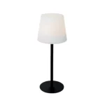 Lampe de table LED Jude 1 en aluminium noir avec abat-jour blanc – Design moderne et compact de 15 cm.